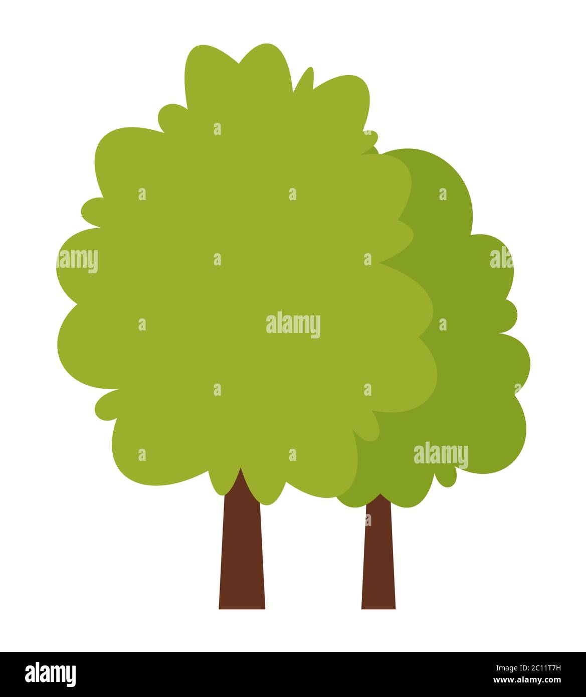Icona vettoriale degli alberi verdi piatti isolata su sfondo bianco. Illustrazione Vettoriale