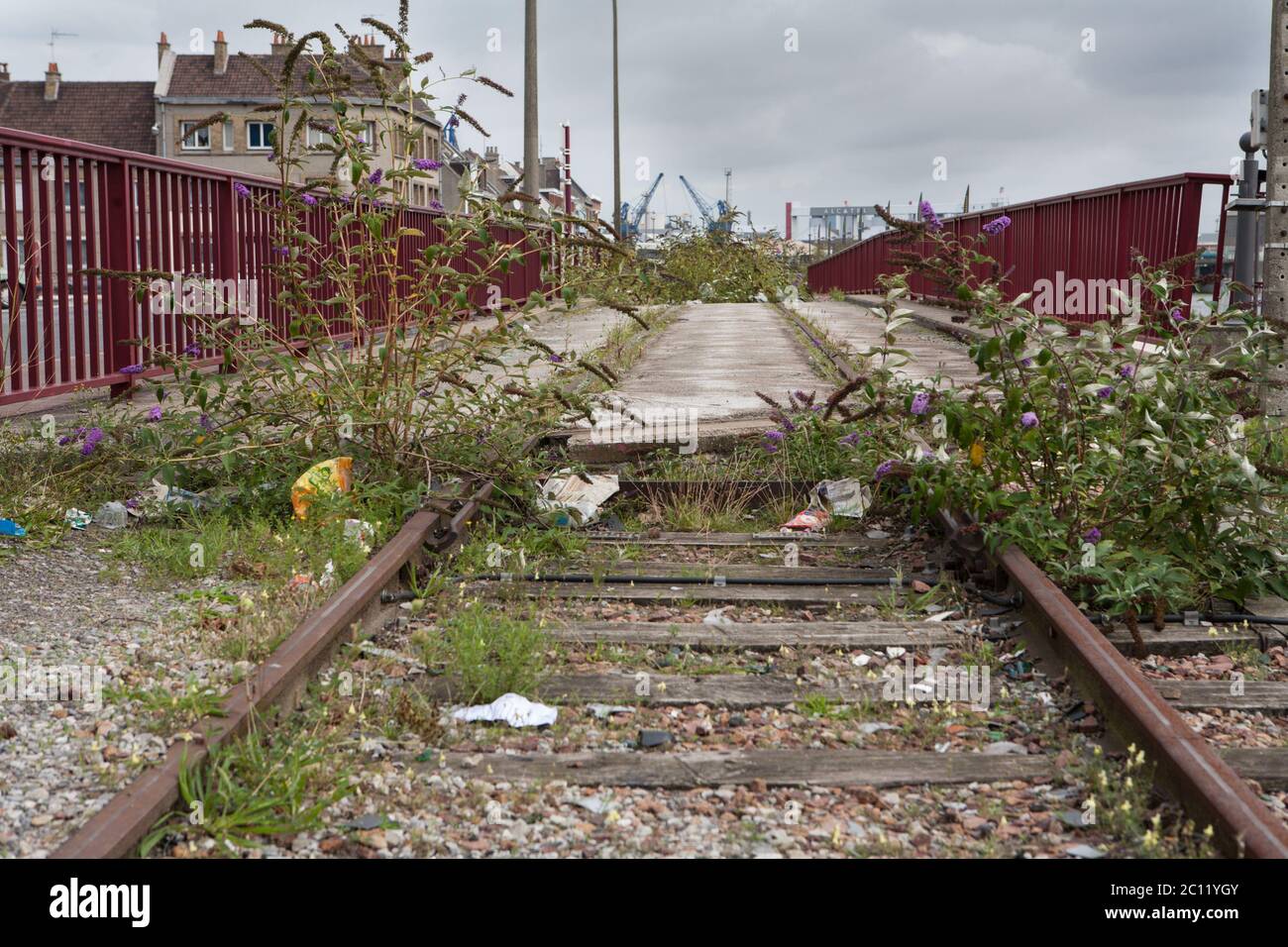 Binari ferroviari di fine corsa Foto Stock