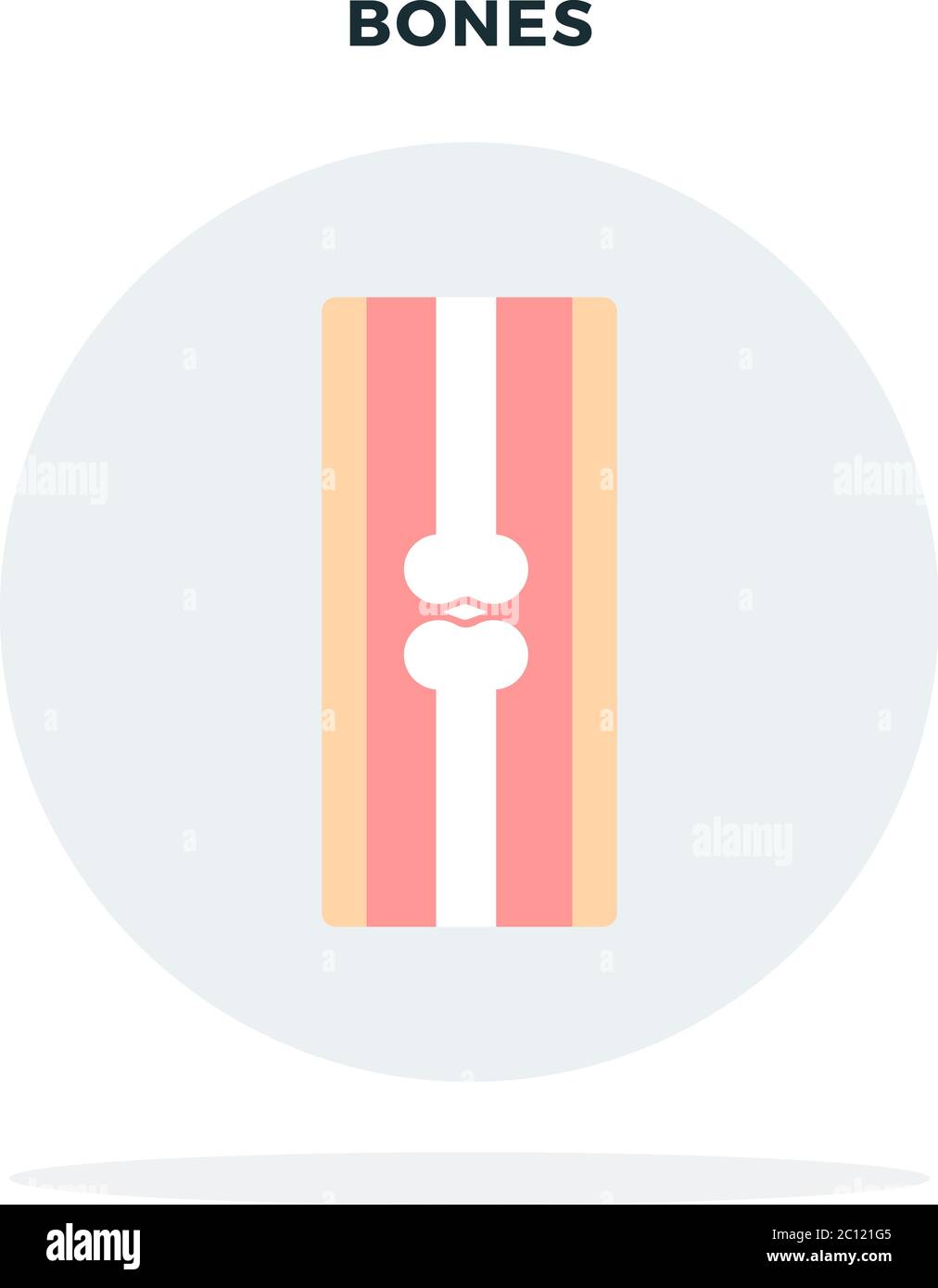 Ossa umane in un vettore circolare grigio piatto isolato Illustrazione Vettoriale