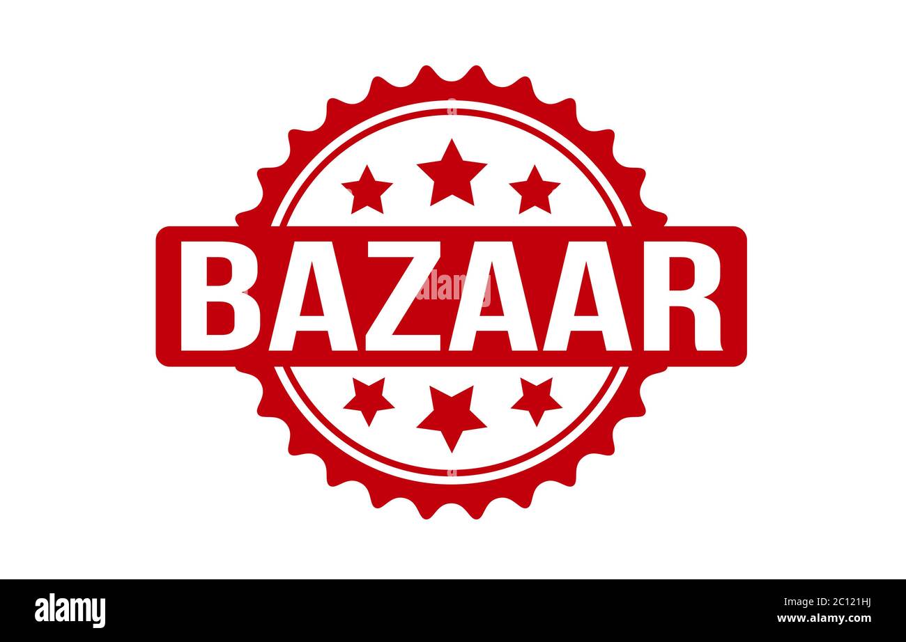 Timbro di gomma Bazaar. Red Bazaar Grosso Grunge timbro sigillo Vector Illustrazione - Vector Foto Stock