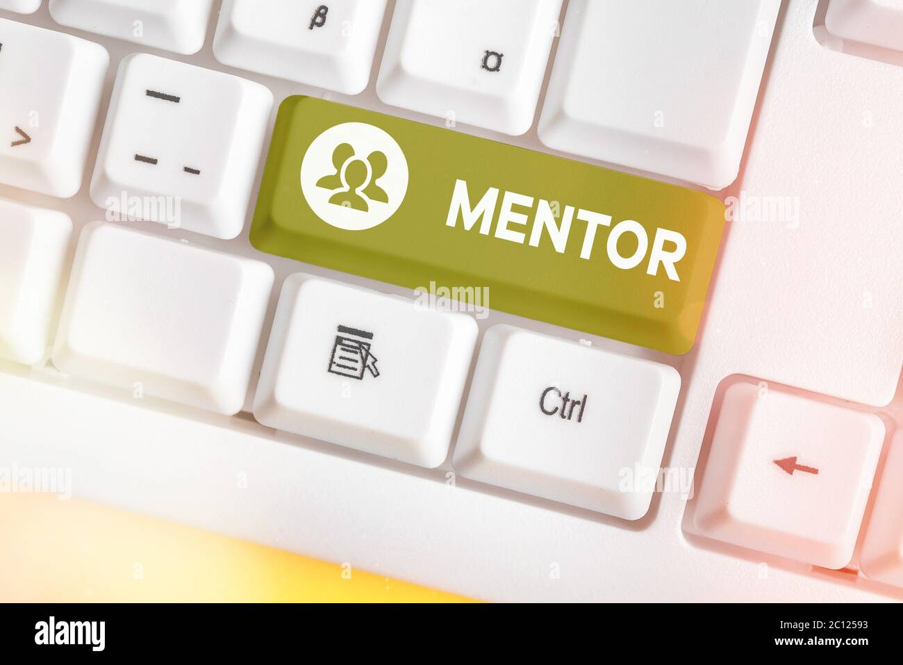 Guida per la scrittura di testo. Foto di lavoro che mostra un individuo che si allena e guida qualcuno che ha il potenziale Foto Stock