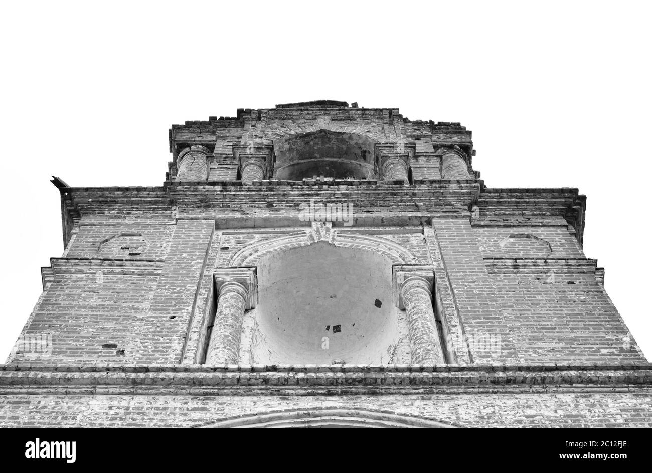 La chiesa distrutta di San Nicola nel villaggio Priluki. Foto Stock