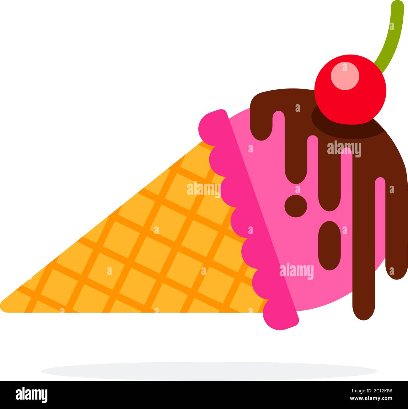 Layout del cono gelato vettore icona piatta illustrazione isolata Illustrazione Vettoriale