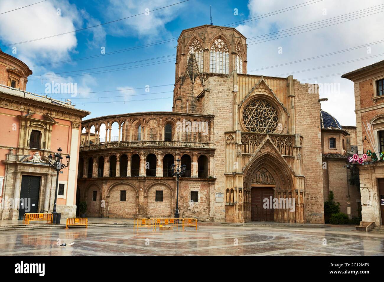 Cattedrale di Valencia, Plaza de la Virgen, Valencia, Spagna. Foto Stock