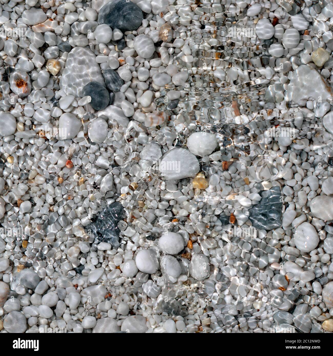 Struttura senza cuciture di ciottoli sotto l'acqua. Marina di Pisa. Italia. Foto Stock