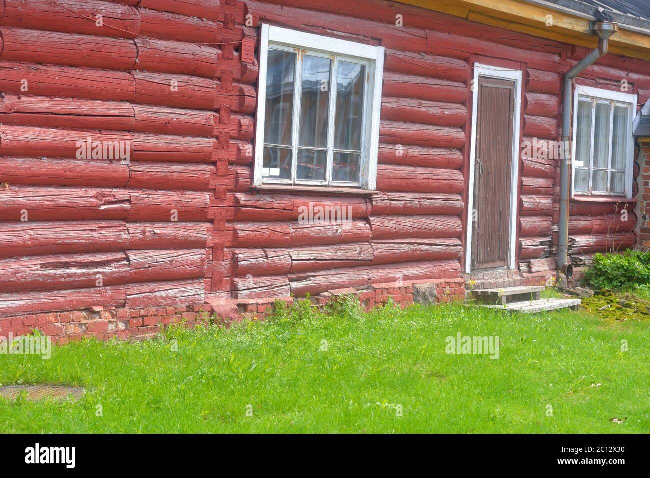 Antico edificio in legno a Lappeenranta. Foto Stock