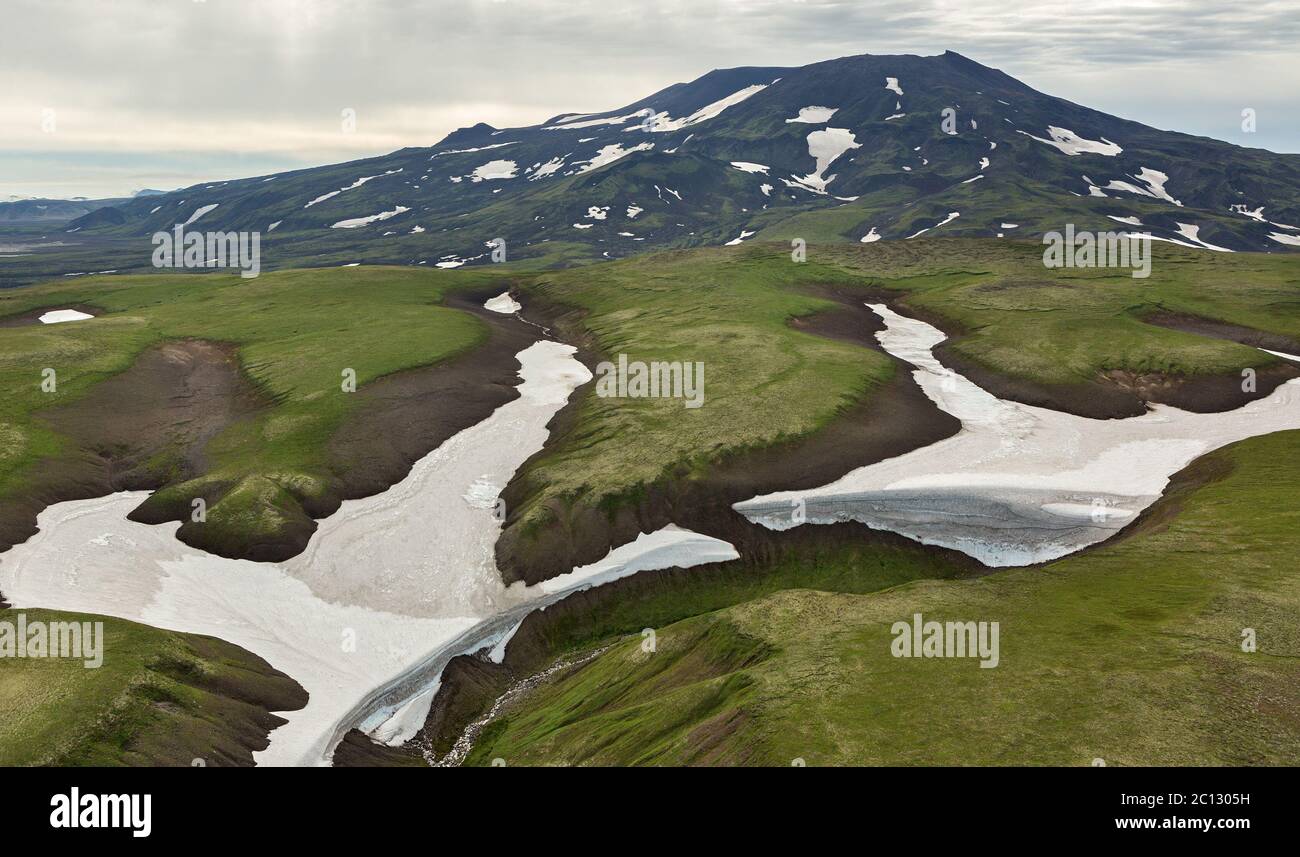 Colline di ghiacciai. A sud la Kamchatka Nature Park. Foto Stock