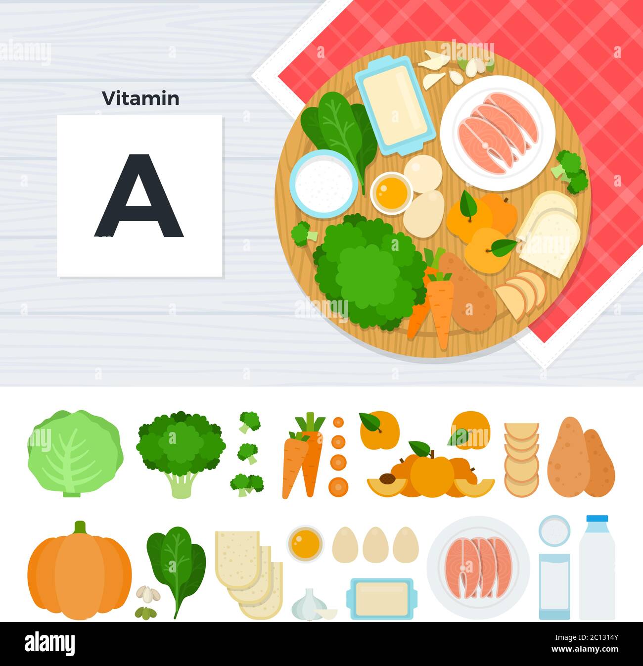 Prodotti vitamina A. Illustrazione Vettoriale