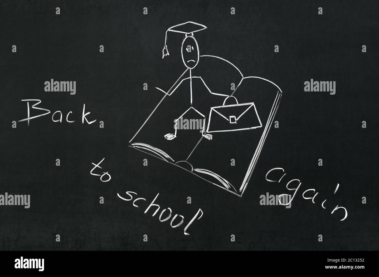 Sulla lavagna le parole di nuovo a scuola di nuovo Foto Stock