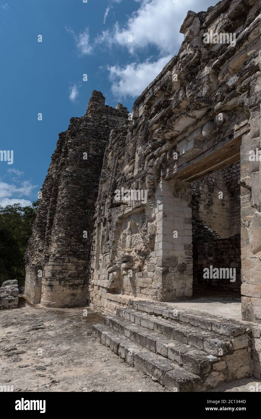 Le rovine della città maya di hormiguero, Campeche, Messico Foto Stock