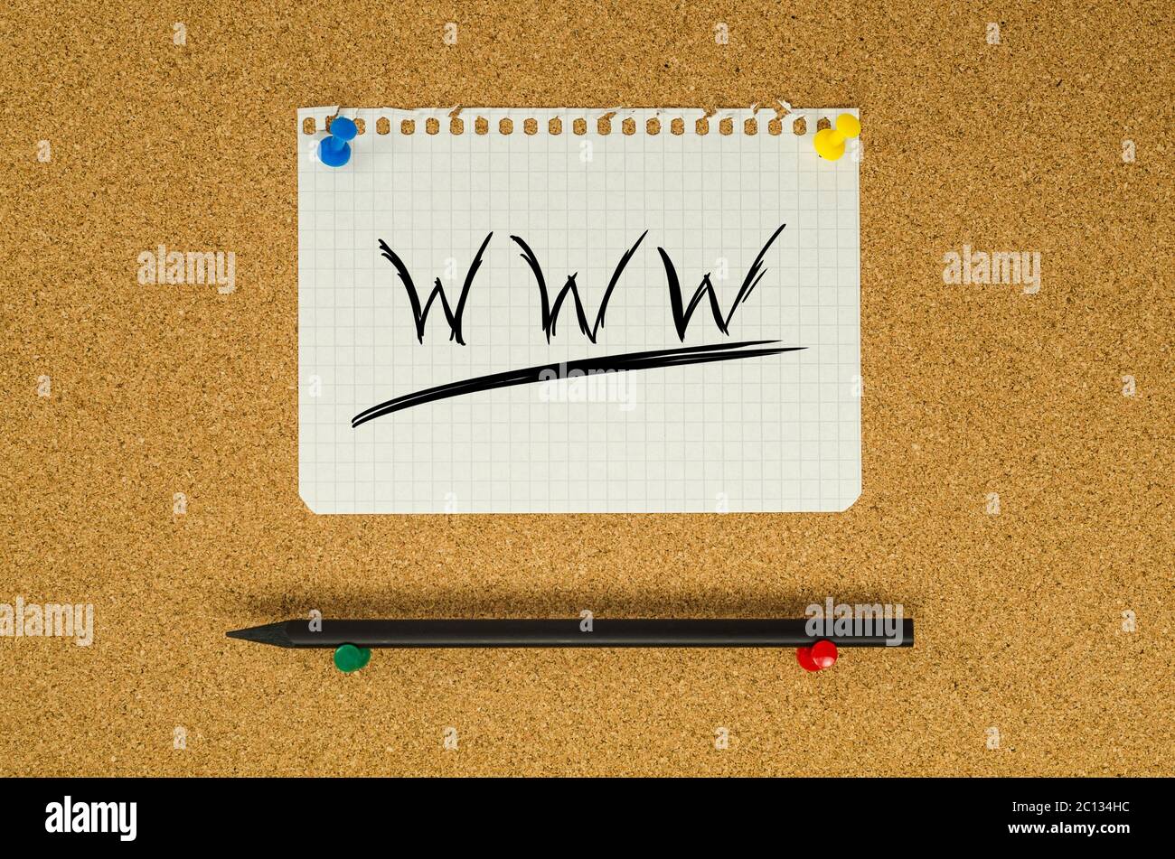 MESSAGGIO di nota di testo WWW (World Wide Web) sulla bacheca Foto Stock