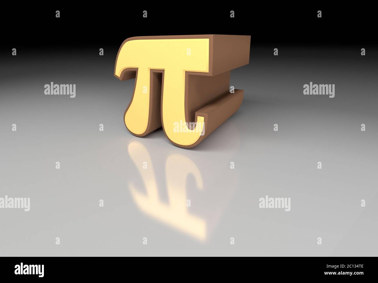 Numero Pi (3,14) immagine 3d con riflessione. Rendering 3D. Foto Stock