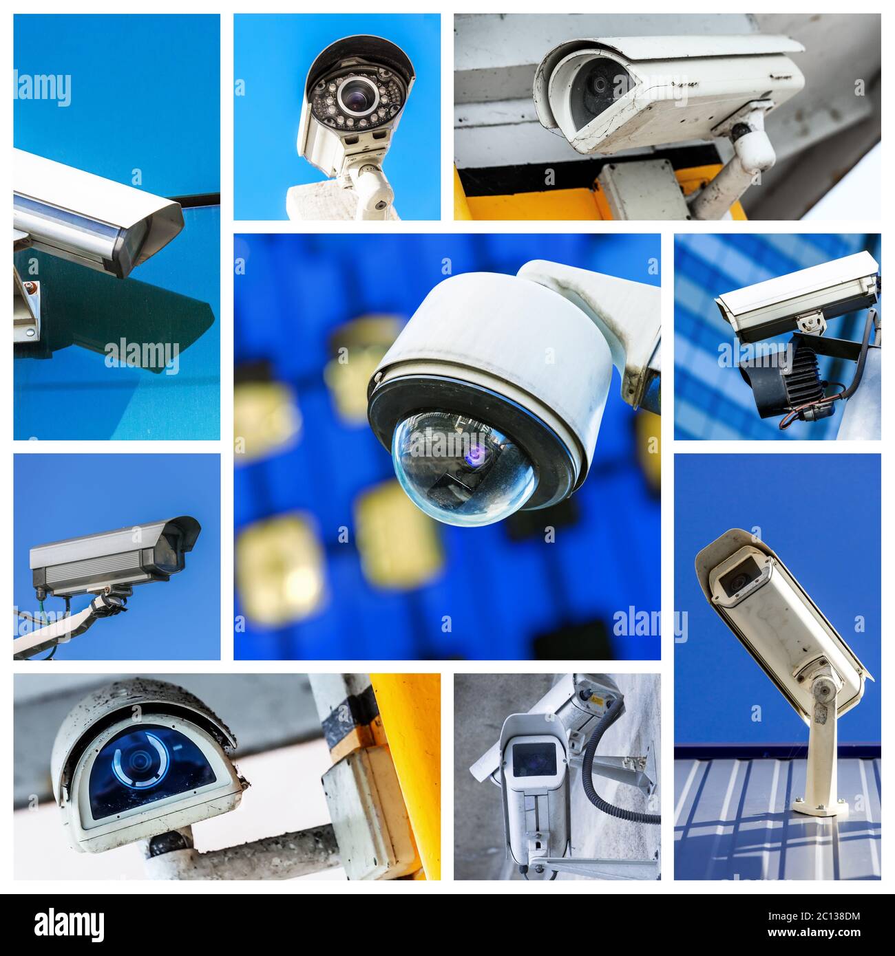 Collage di una telecamera di sicurezza e video urbano Foto Stock