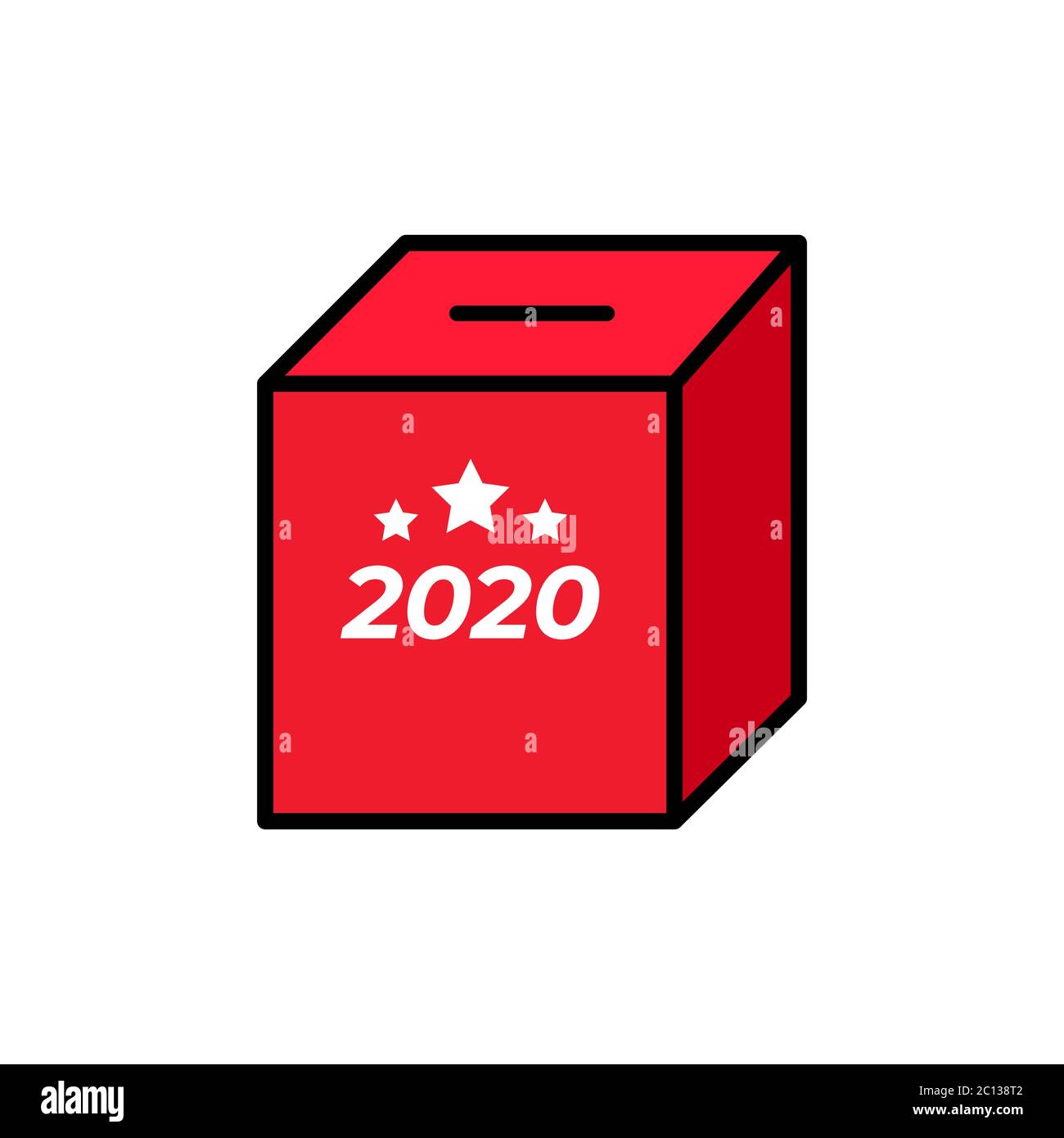 illustrazione minimalista di una casella rossa, simbolo di voto e politica Illustrazione Vettoriale