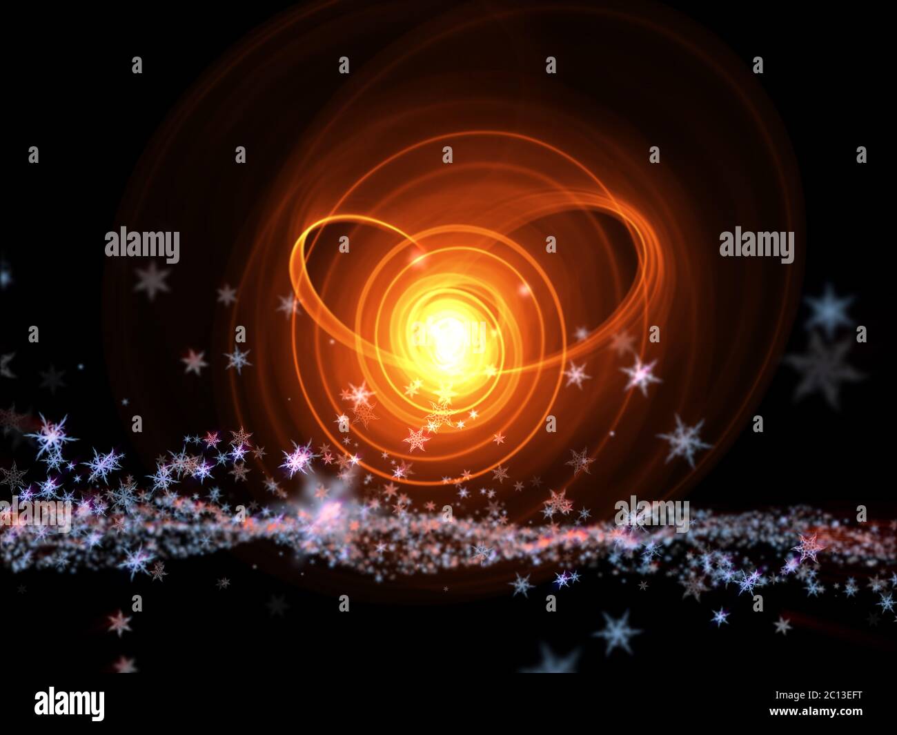 Fiocchi di neve inverno campo nuvola sfondo. Felice anno nuovo, tema di Natale blurred bokeh Foto Stock