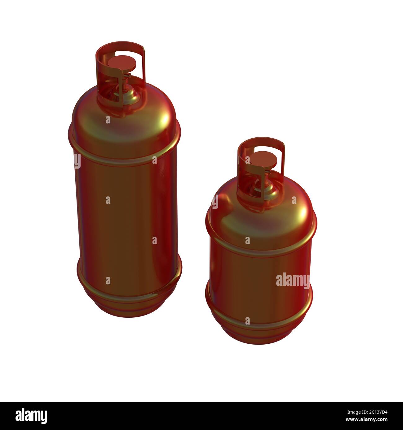 Bombola di gas propano isolata su fondo bianco . illustrazione 3d Foto Stock