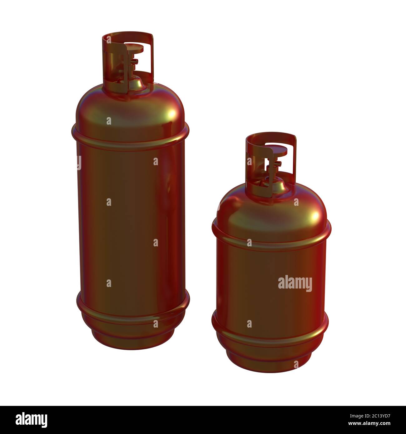 Bombola di gas propano isolata su fondo bianco . illustrazione 3d Foto Stock
