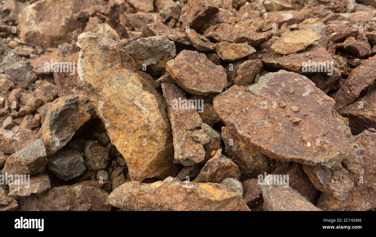 La miniera di dragaggio della roccia rimanente, uno dei materiali da costruzione con alta qualità per il livello domestico Foto Stock