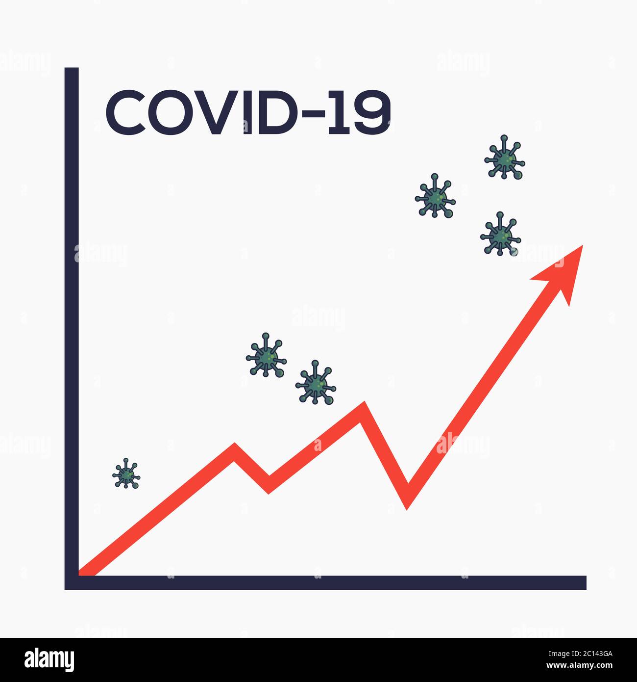 Grafico economico giù perché virus corona. Crisi di Corona. Illustrazione vettoriale Illustrazione Vettoriale