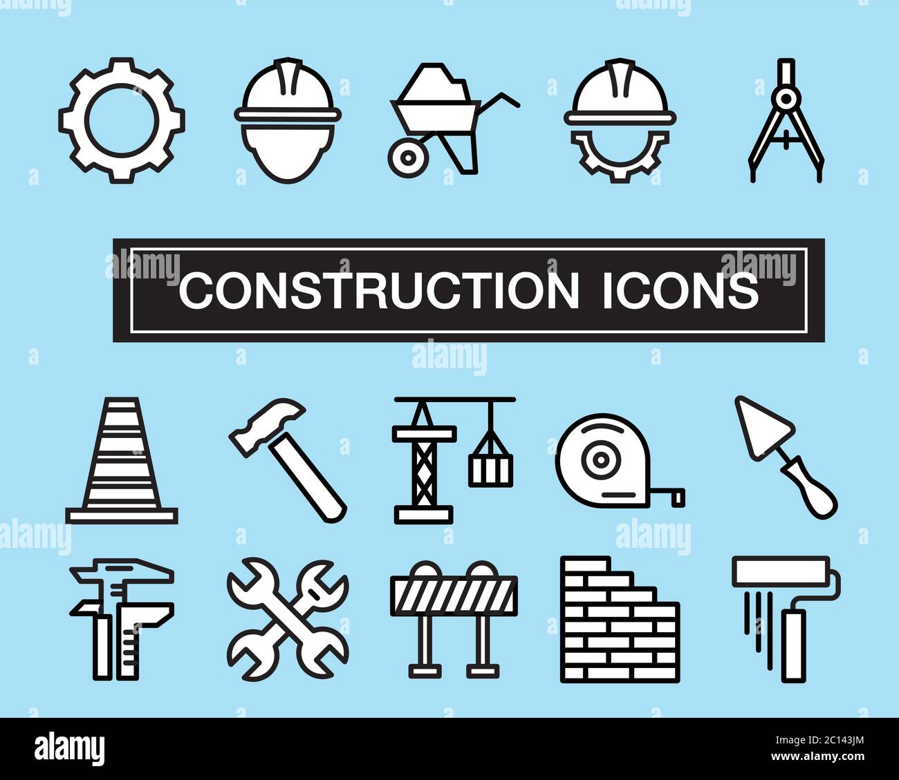 concetto di costruzione, design delle icone Illustrazione Vettoriale