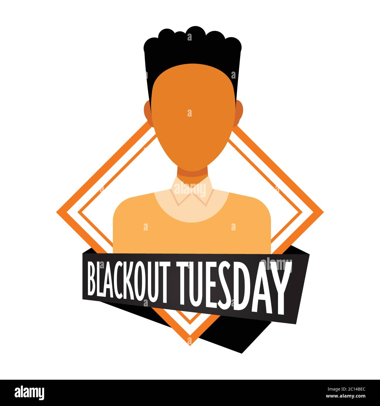 uomo afroamericano contro la discriminazione razziale nero vite materia blackout martedì concetto problemi sociali di razzismo ritratto illustrazione vettoriale Illustrazione Vettoriale