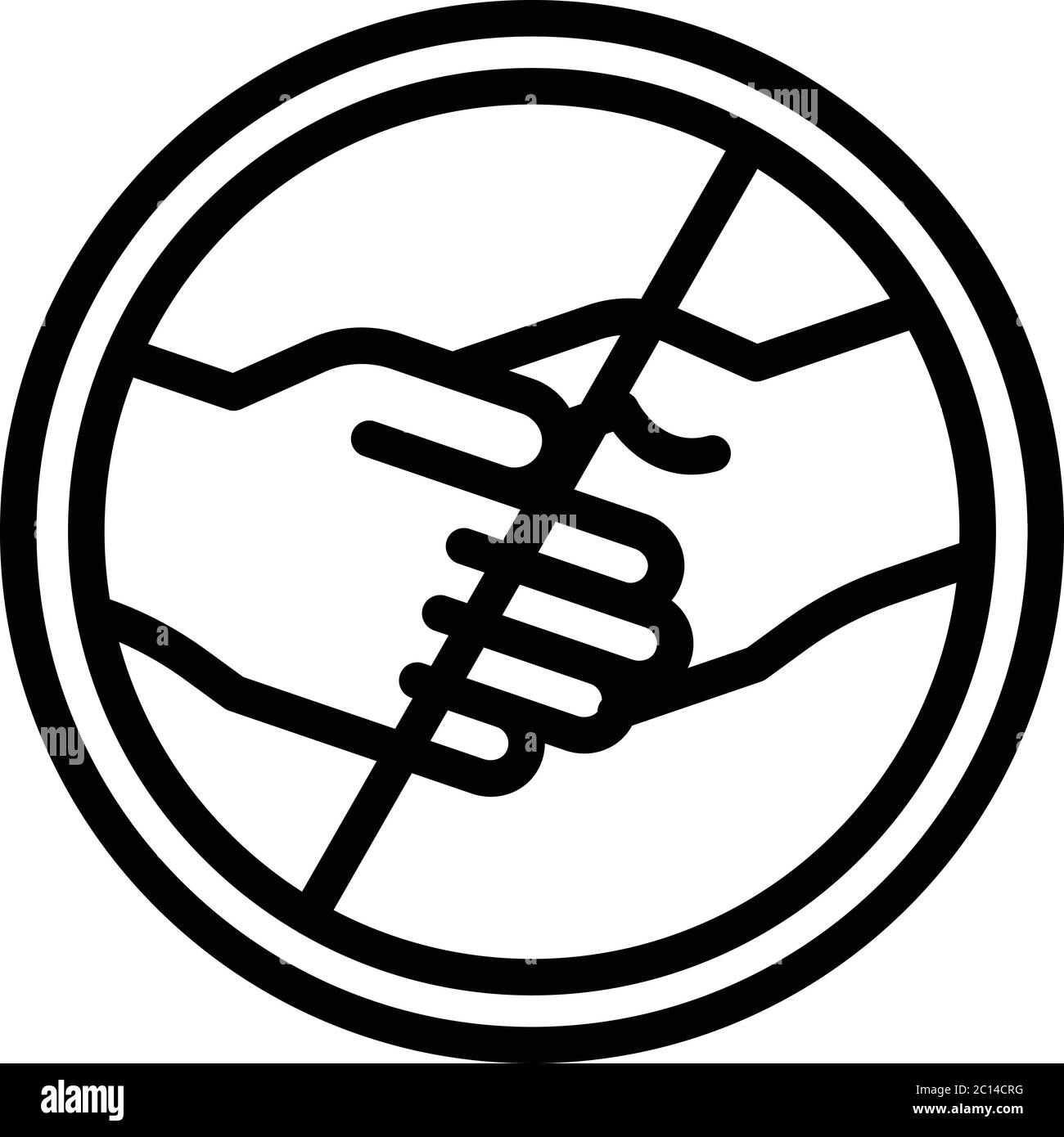 Nessuna icona di handshake, stile di contorno Illustrazione Vettoriale