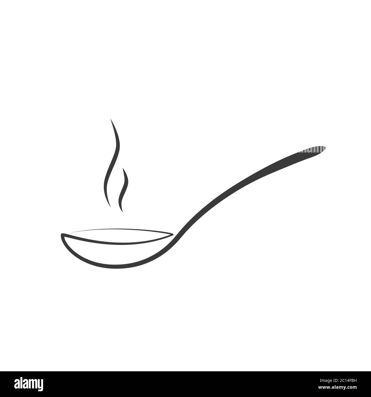 Cucchiaio di zuppa. Piatto vettoriale semplice illustrazione. Cucchiaio con salsa. Icona pasto isolato cucchiaio per la cottura a vapore Illustrazione Vettoriale