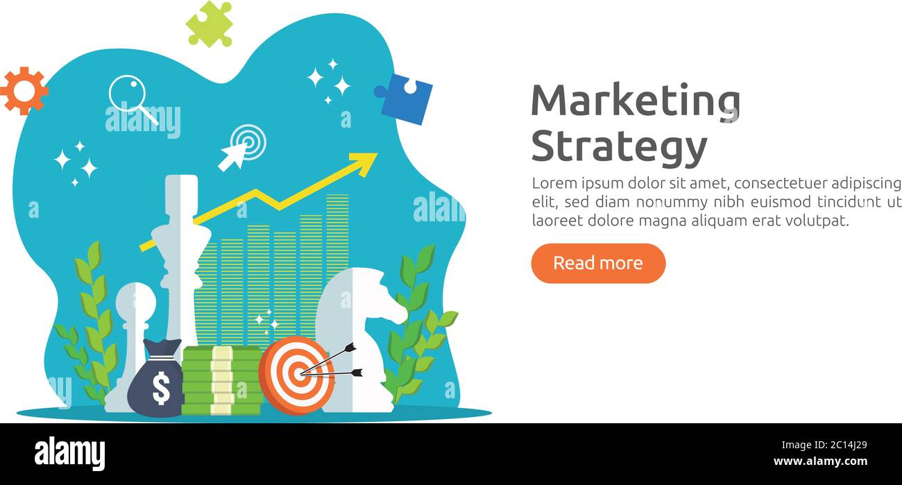 strategia di marketing, analisi finanziaria aziendale audit con grafici grafici. Concetto di ROI del ritorno sugli investimenti. Aumento dell'allungamento dei profitti in aumento. Banner Illustrazione Vettoriale