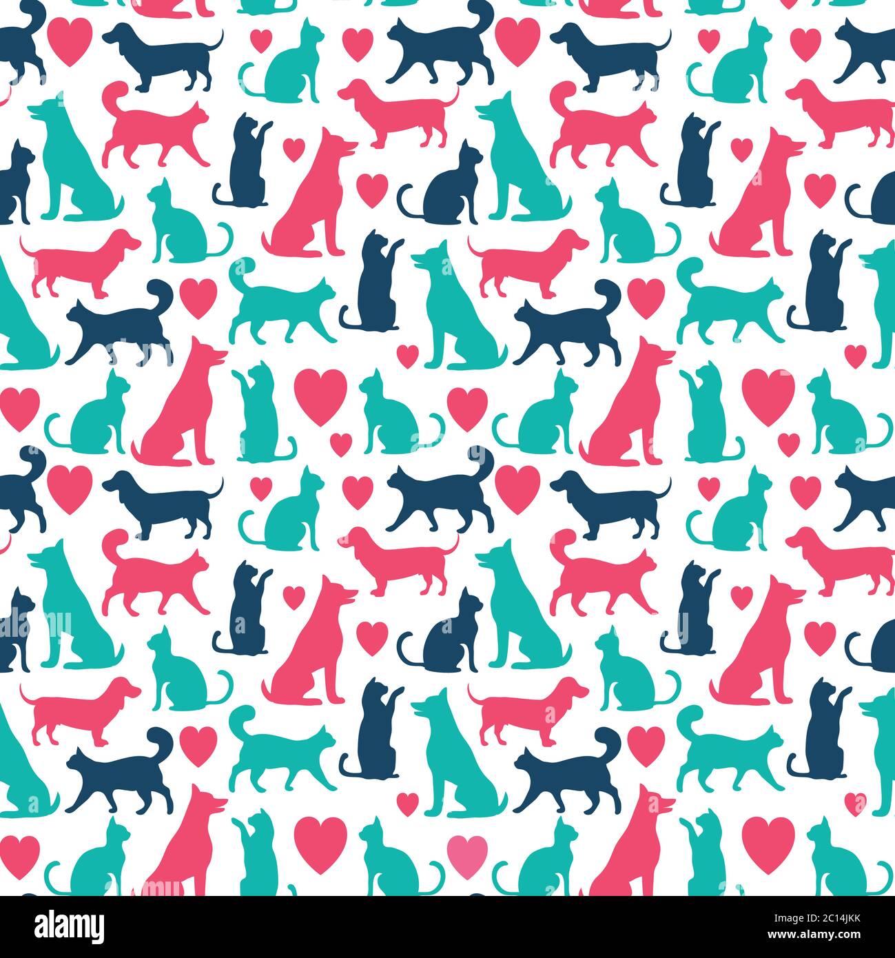 Vettore senza giunture con gatti e cani Illustrazione Vettoriale