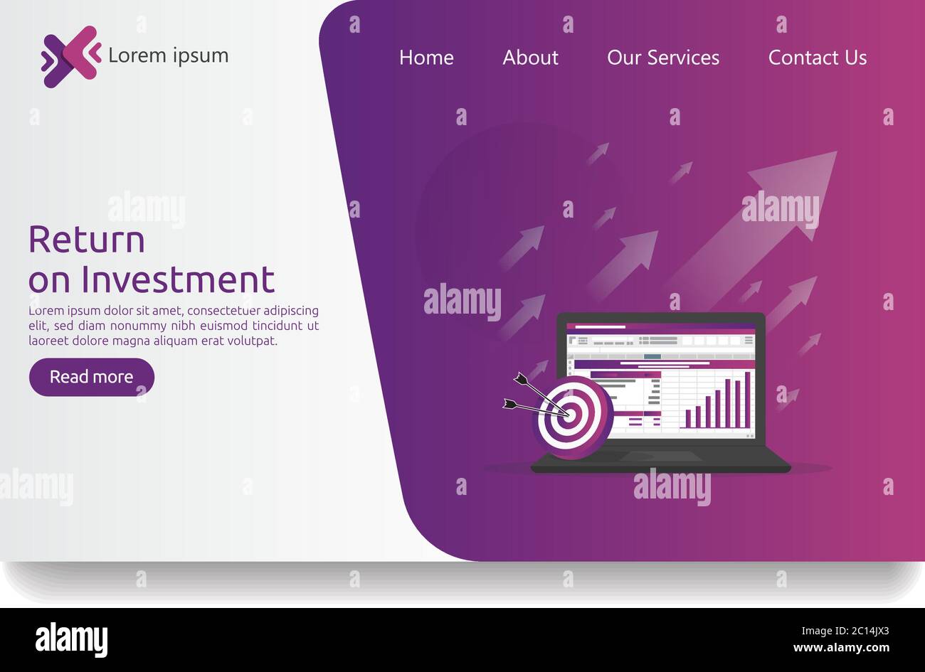 Analisi dei dati SEO, foglio di calcolo su schermo. Analisi finanziaria aziendale audit con grafici. Concetto di ROI del ritorno sugli investimenti. Aumento dei profitti Illustrazione Vettoriale