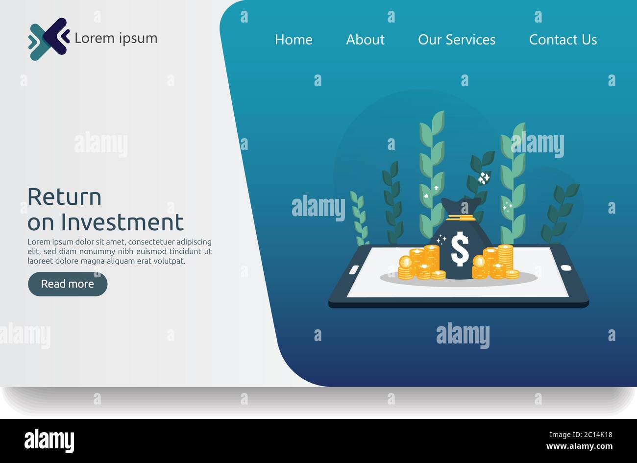 Analisi dei dati SEO, foglio di calcolo su schermo. Analisi finanziaria aziendale audit con grafici. Concetto di ROI del ritorno sugli investimenti. Aumento dei profitti Illustrazione Vettoriale