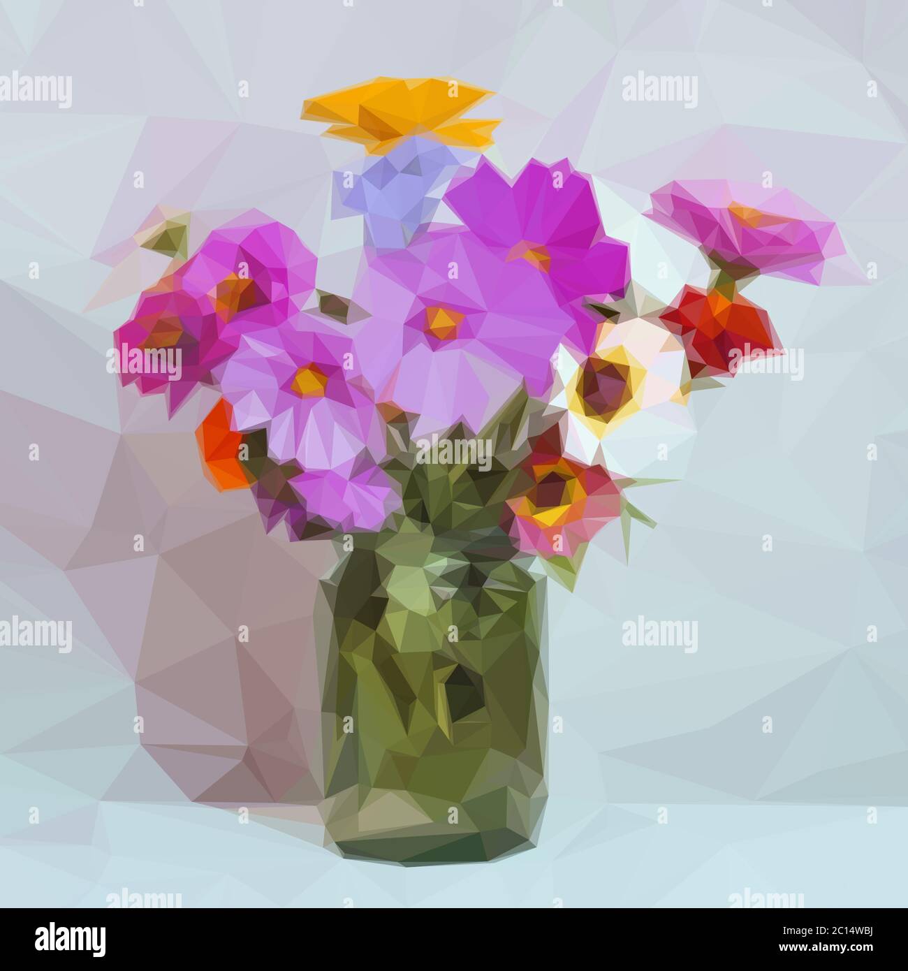 Bouquet di fiori a bassa poli Foto Stock