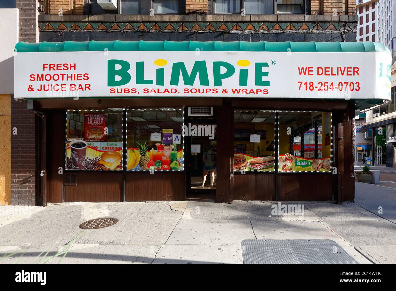 Blimpie, 24 Willoughby Street, Brooklyn, New York foto di una catena sottomarina paninoteca nel centro di Brooklyn. Foto Stock