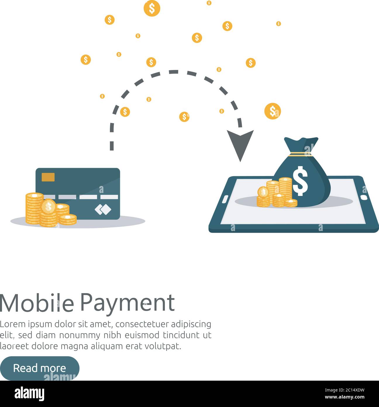 internet online mobile payment service concept. business money bukers. shopping transaction method. electronic digital fund transfer. phone Illustrazione Vettoriale