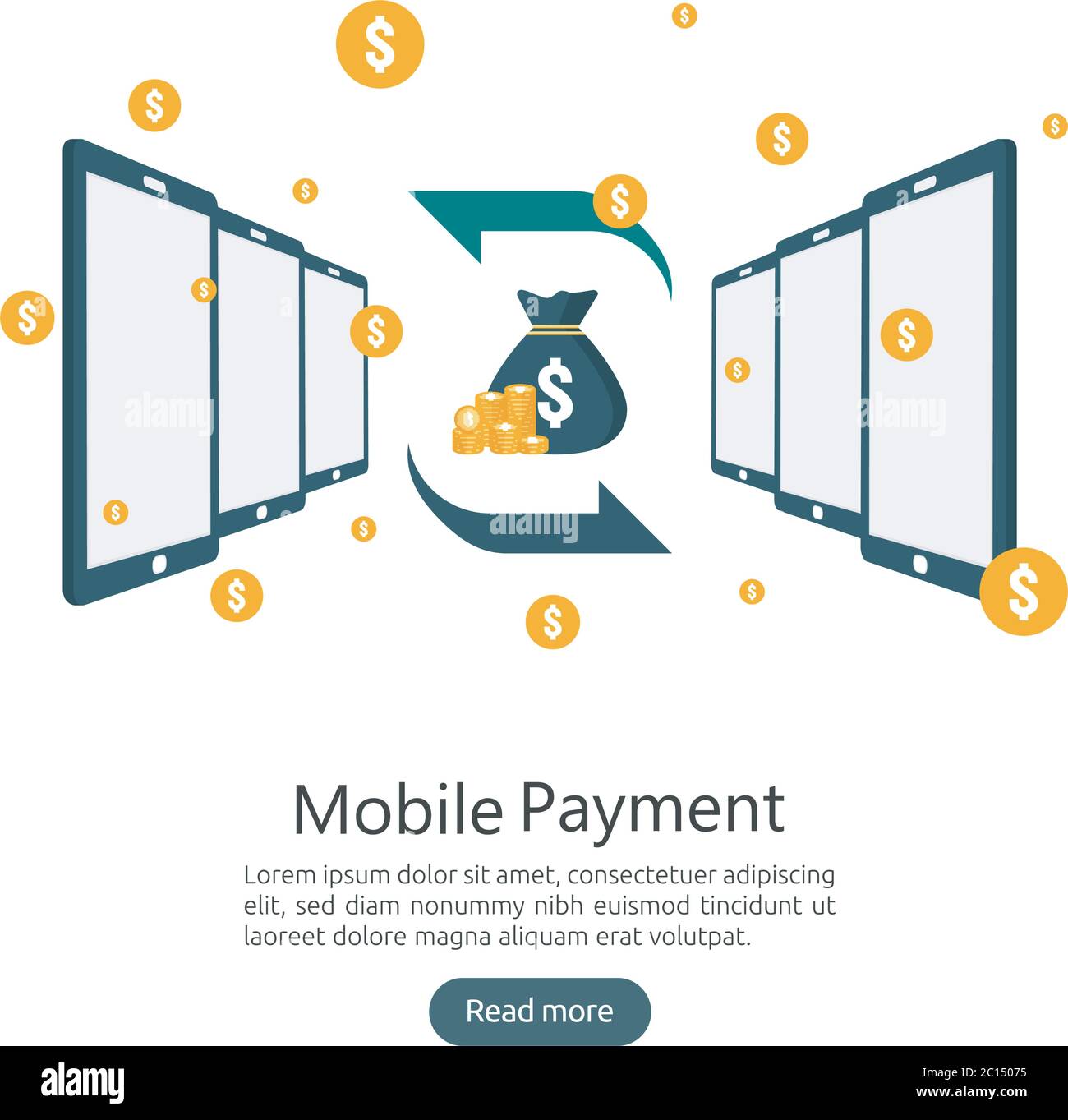 internet online mobile payment service concept. business money bukers. shopping transaction method. electronic digital fund transfer. phone Illustrazione Vettoriale