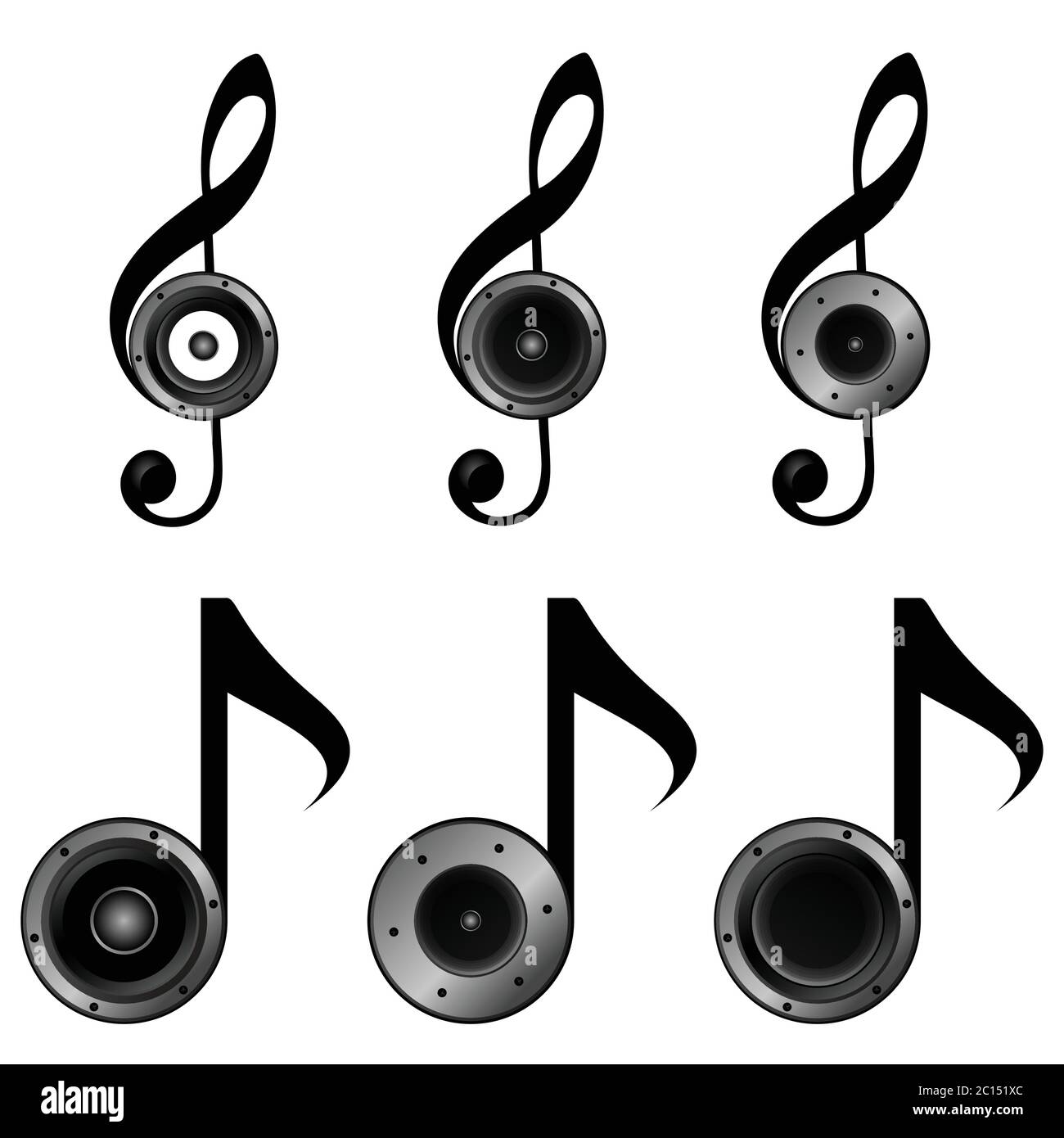 tasto violino imposta l'illustrazione del suono della musica su bianco Illustrazione Vettoriale