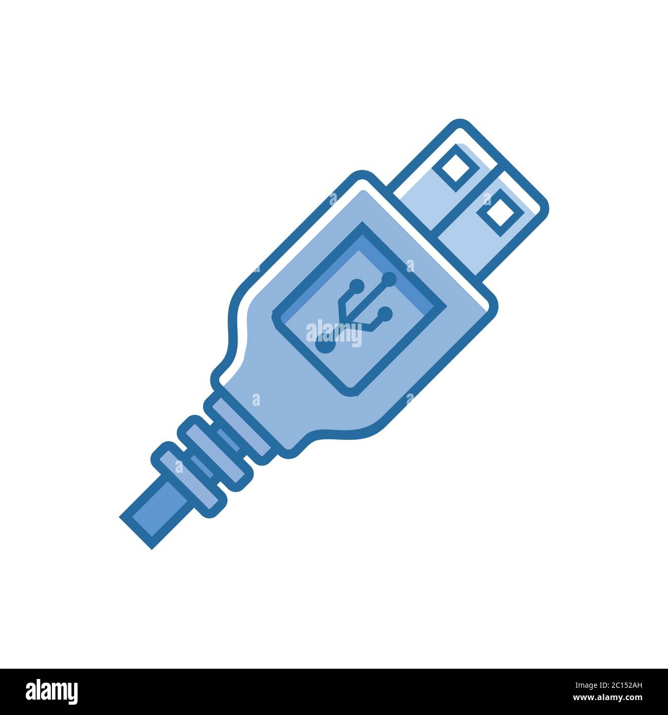 Semplice icona di collegamento della spina USB piatta e minimalista. Illustrazione Vettoriale
