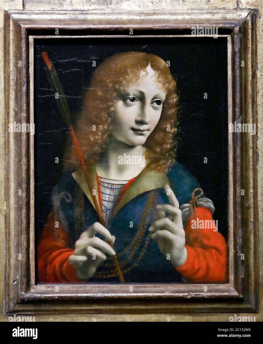 (Documentato dal 1487-1524) - giovane in figura di San Sebastiano (1492-1493) Foto Stock