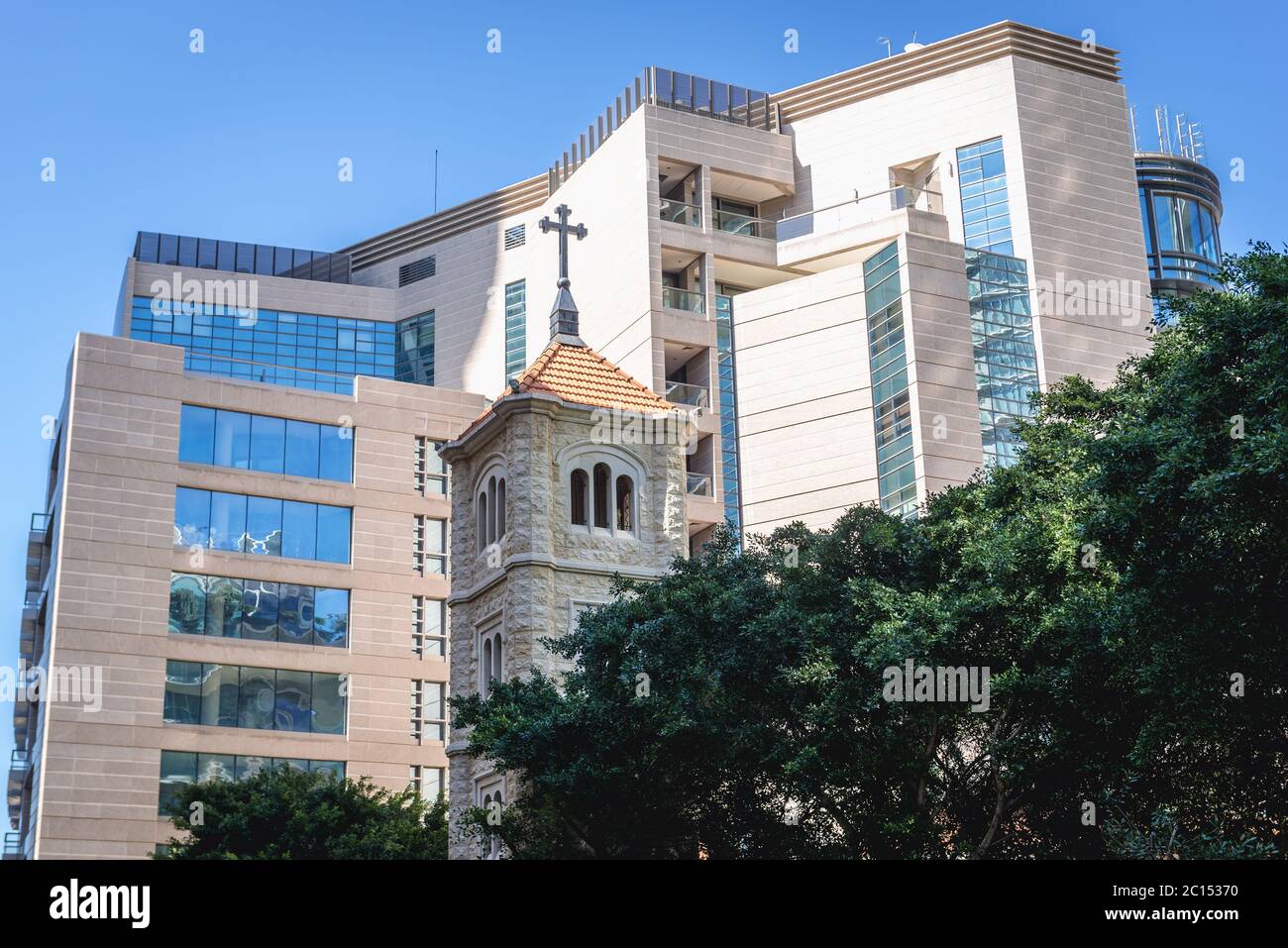 Torre di tutti i Santi Chiesa Internazionale della Congregazione a Beirut, Libano Foto Stock