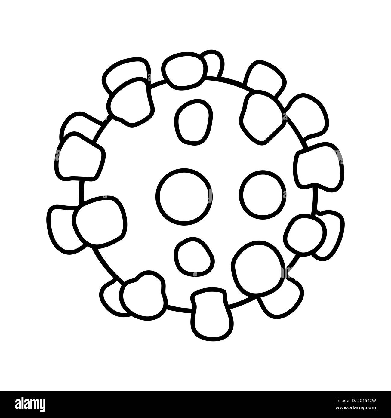 Icona del coronavirus Line art Illustrazione Vettoriale