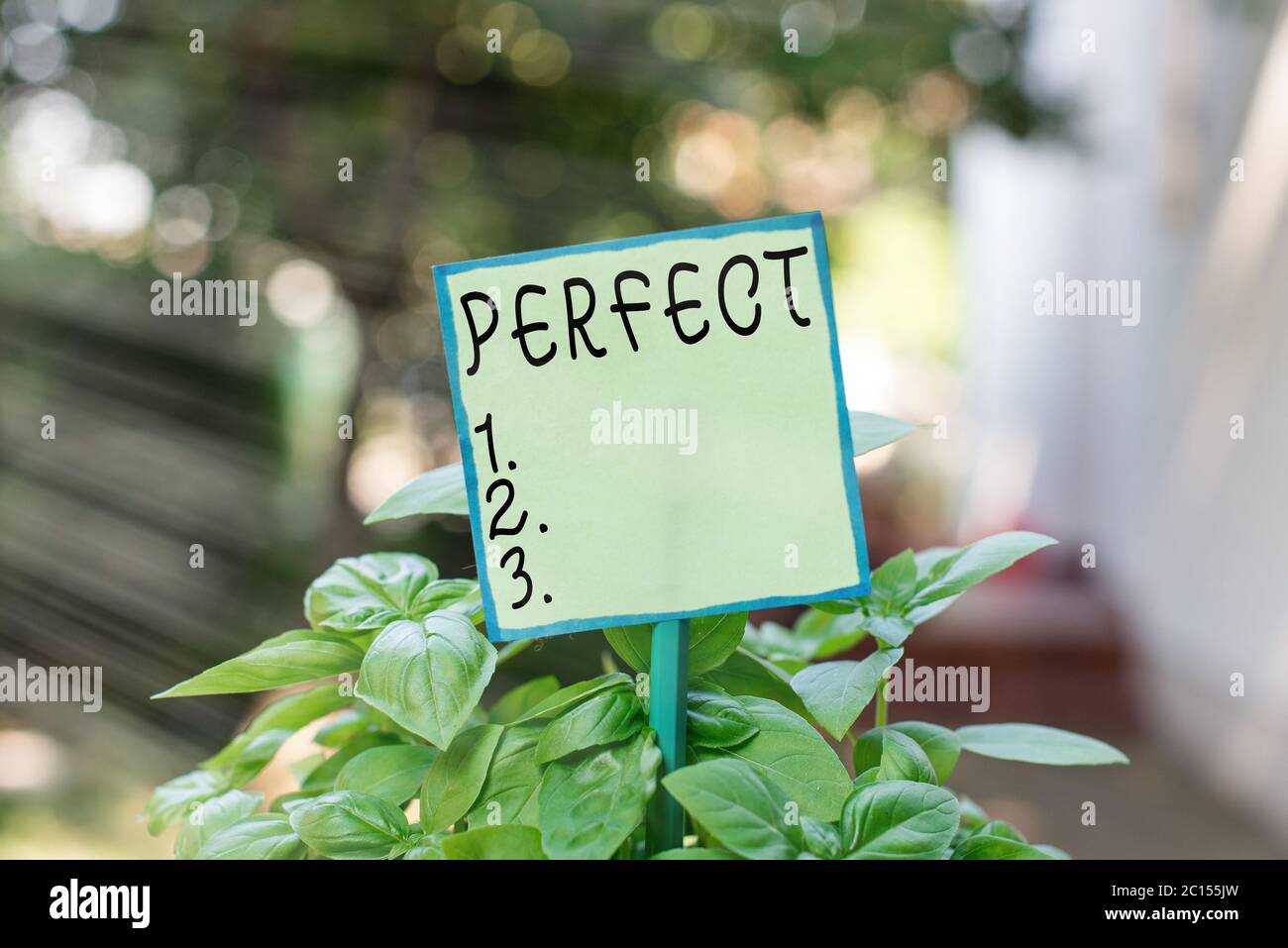 Scrittura concettuale a mano che mostra perfetta. Concetto che significa completo senza difetti o difetti precisione carta comune precisa o esatta attaccata a sti Foto Stock