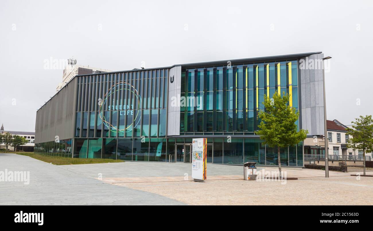 Lo Student Life Building presso la Teesside University, Middlesbrough, Inghilterra, Regno Unito Foto Stock