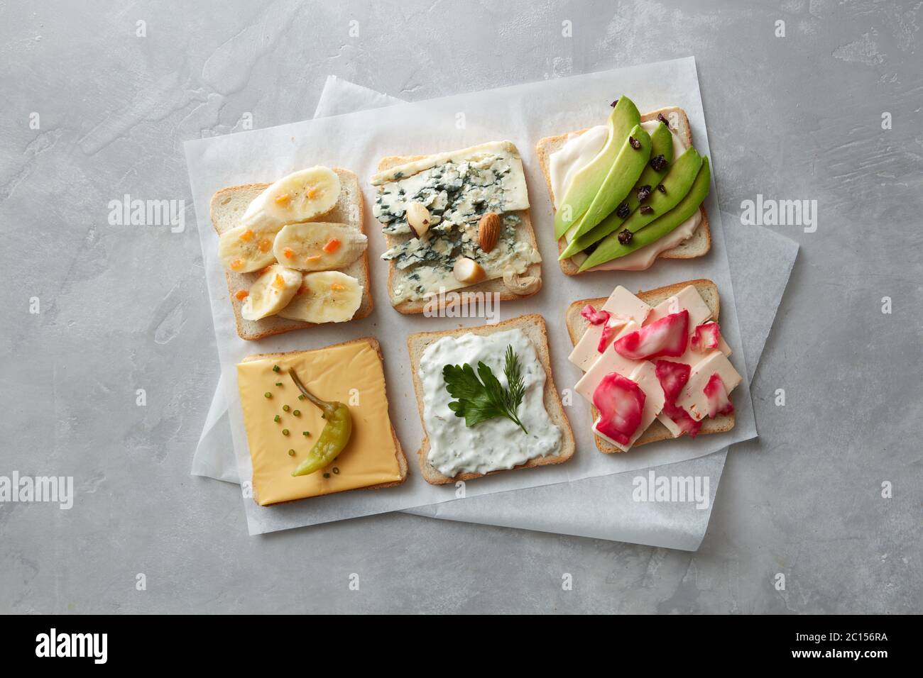 Diversi tipi di pane tostato Foto Stock