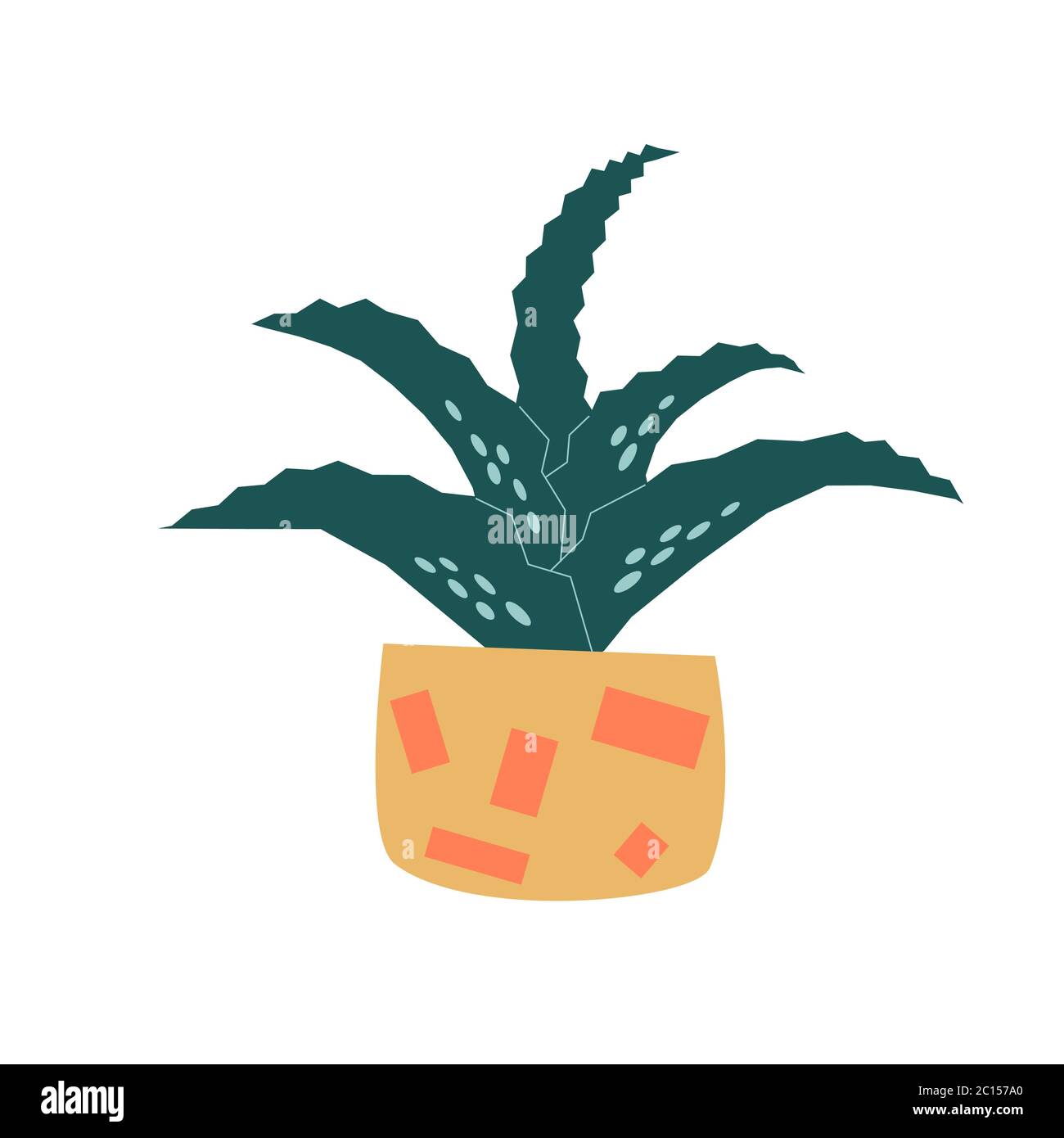 Aloe di pianta di vettore in pentola su bianco Illustrazione Vettoriale