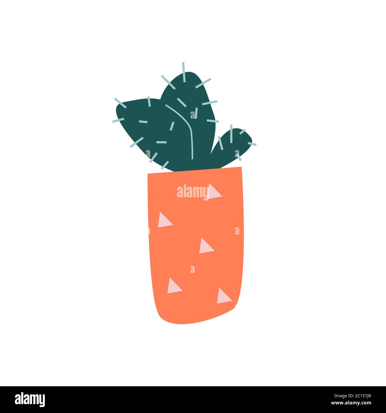 Divertente cartone animato vettore piatto cactus in vaso Illustrazione Vettoriale