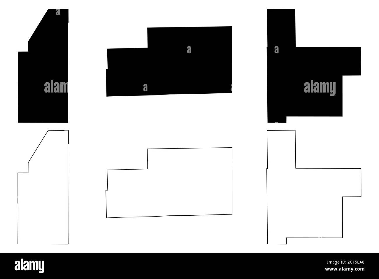 Piatt, Montgomery e Kankakee County, Illinois (Stati Uniti, Stati Uniti d'America, Stati Uniti, Stati Uniti, Stati Uniti), illustrazione vettoriale mappa, schizzo di scrimolo Piatt, Illustrazione Vettoriale