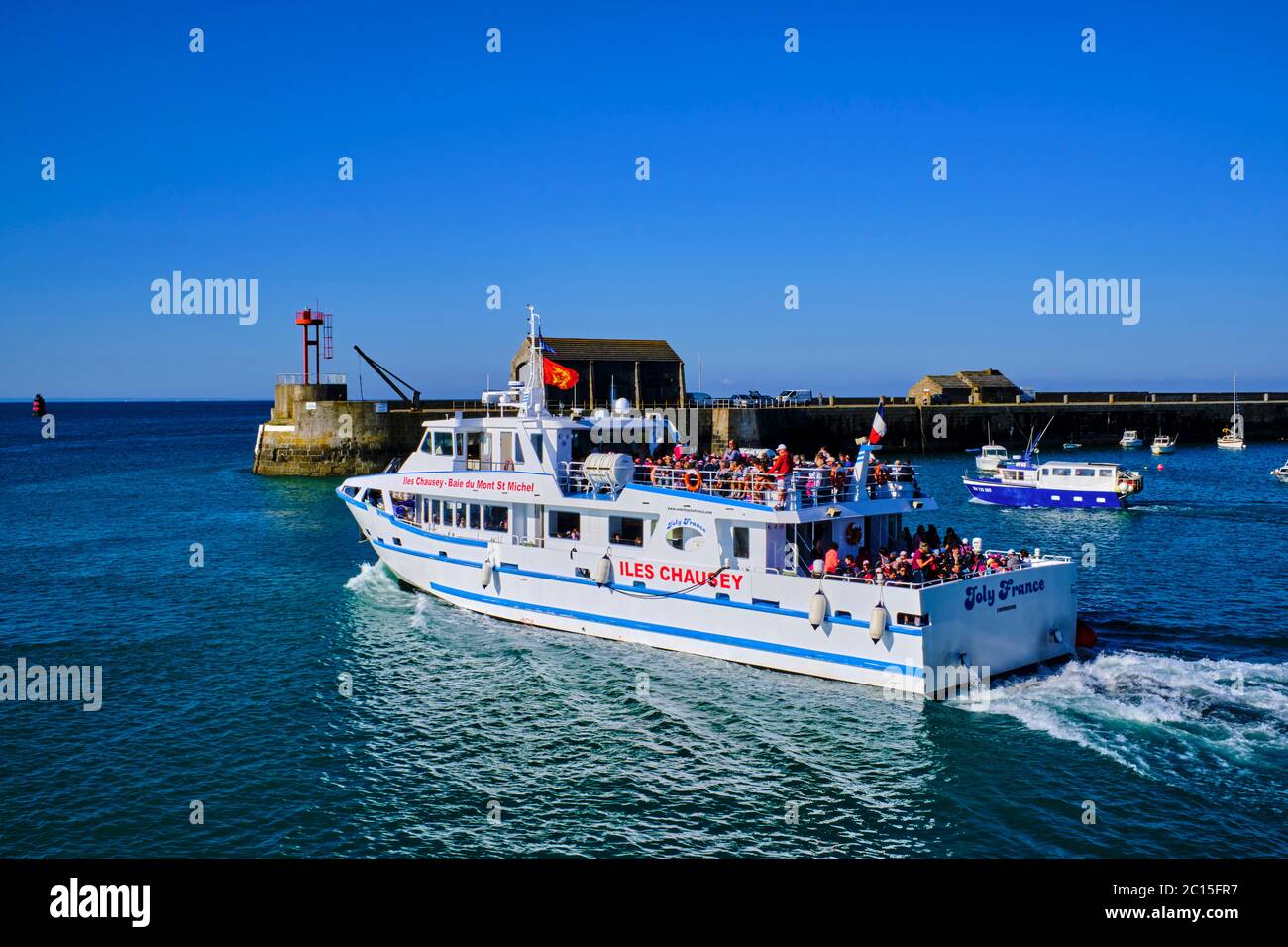 Francia, Normandia, dipartimento della Manica, Granville, la città alta, traghetto per l'isola di Chausey Foto Stock
