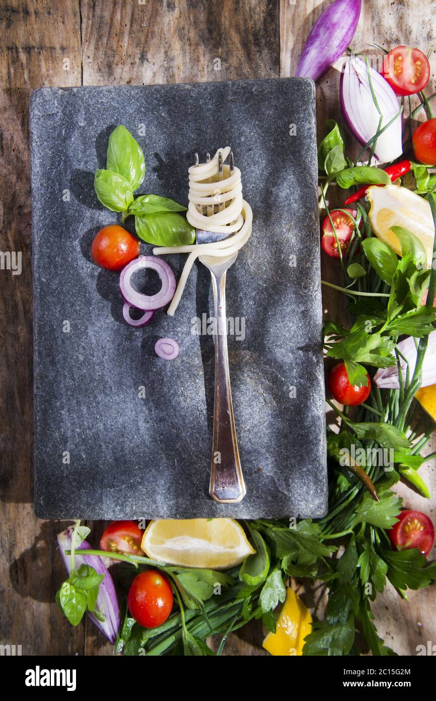 Pici, spaghetti fatti a mano Foto Stock