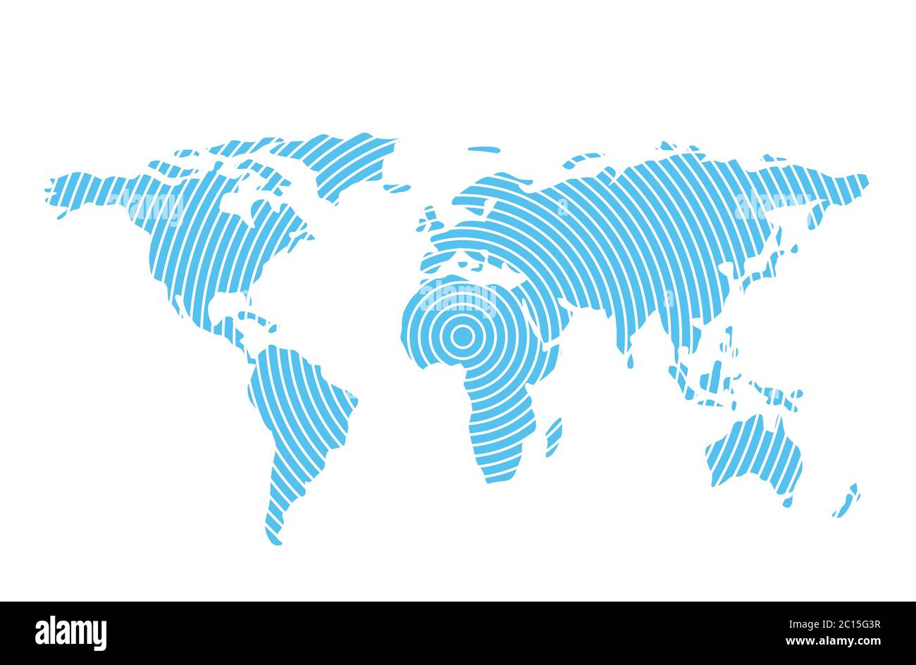 Mappa mondiale della curva blu del cerchio, illustrazione vettoriale. Illustrazione Vettoriale