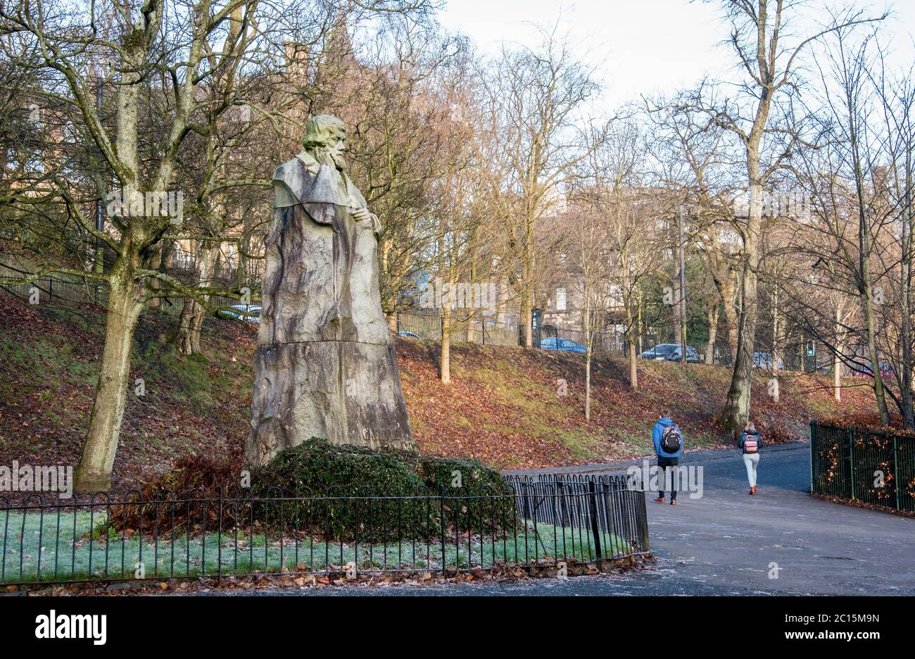 Statua di Thomas Carlisle nel Kelvingrove Park, Glasgow, Scozia Foto Stock